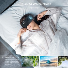 Sleep Headphones Bluetooth Luckits Sleep Mask Music Wireless Cooling/Warm Therapy Washable Travel Music Play Speaker Microphone Handsfree for Sleeping, Nap, Yoga, Office (Black)