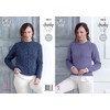 King Cole Ladies Chunky Knitting Pattern Raglan Sleeve Plain or