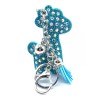 Unbranded Bling Blue giraffe Diamond Keychain Glitter Silver Tassel Charm
