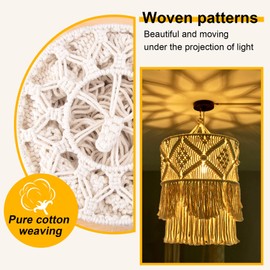 Giyofom Hand Made Wall Tapestry Lampshade Bohemian Macrame Boho Handcraft Tassel Tapestry Background Head Part Wall Hanging