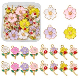 COGCHARGER Flower Charms for Jewellery Making Cute Pendant for Bracelets Necklaces Earrings DIY Accessories, Alloy and enamel