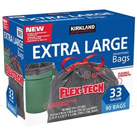 Kirkland Signature Flex-tech - Bolsa de basura de 33 galones, 90 unidades, 1 unidad