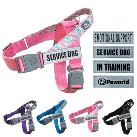 Paworld Service Dog Vest, No-Pull Service Dog Harness with 4 PCS Reflective Patches, Dog Vest Harness with Handle, Pet Harness for Small Medium Large Dogs in Training (Pink, XS)