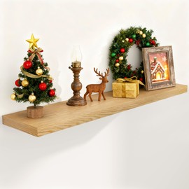 48 Inch Floating Shelves, 9.3 Inch Deep Floating Shelf for Wall, Rustic Wood Wall Shelves 48 x 9.3 x 1.5, Large Bathroom Shelf 48 Inch Long, Deep Shelves for Kitchen, Bedroom, Living Room, Oak Color