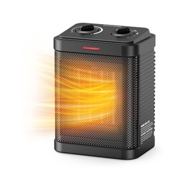 Small Space Heater for Indoor Use, 1500W/900W PTC Ceramic Space Heater with Thermostat, 3 Modes, Safety Quiet Heating, Multiple Protection, Portable Heater for Office Room Desk Use