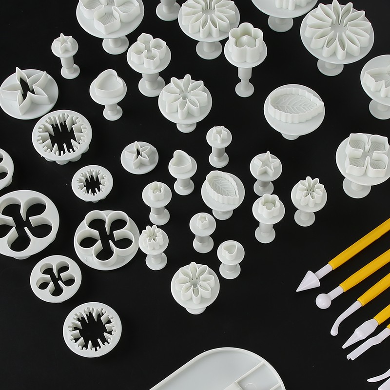 46PCs Pottery Tools Printing Mold Set Durable Plastic DIY Molds