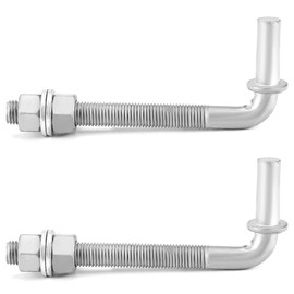 QWORK 6" J-Bolt Post Hinge with 5/8" Male Hinge Pin, Galvanized Steel, Heavy Duty, 2 Pack - for Chain Link Fence Gate - Includes Nuts and Washers, High Corrosion Resistance