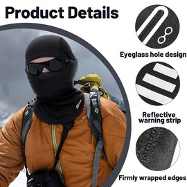 Sturmhaube Winter, Winddicht Warm Sturmmaske, Skimaske für Outdoorsports Radfahren Snowboarden Skifahren Motorradfahren, Atmungsaktive Skimaske für Herren& Damen, Schwarz