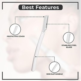 Precision Facial Razors, Touch-up Dermaplaning Tool, Eyebrow Razor, Peach Fuzz Removal - 3 Count