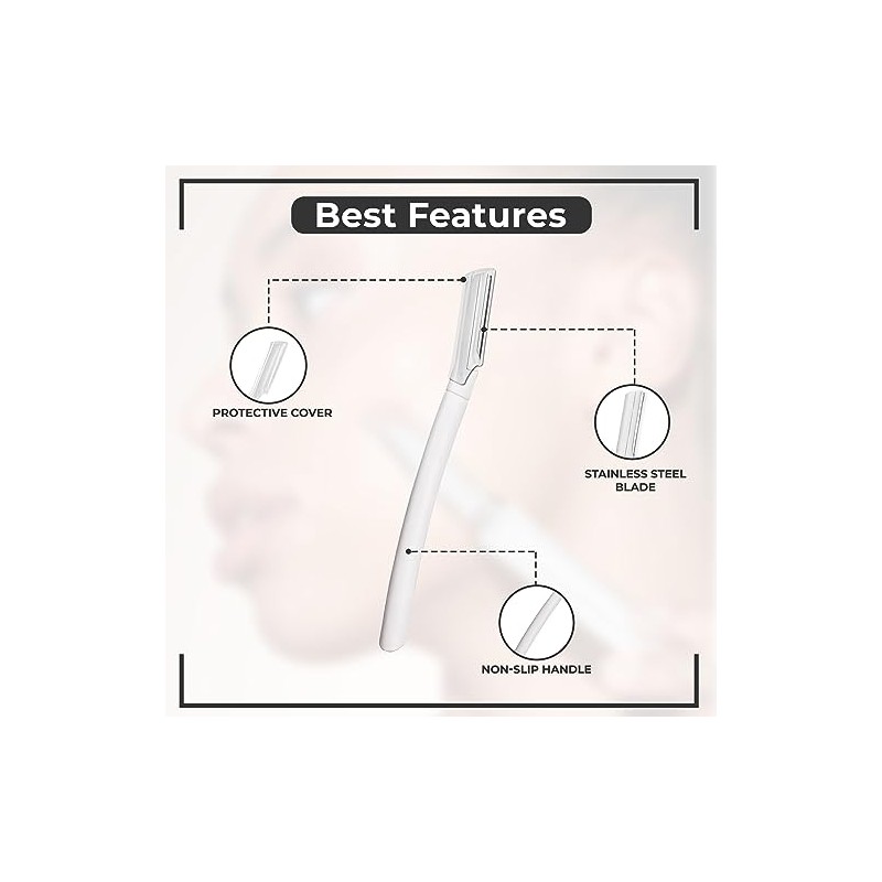 Precision Facial Razors, Touch-up Dermaplaning Tool, Eyebrow Razor, Peach Fuzz