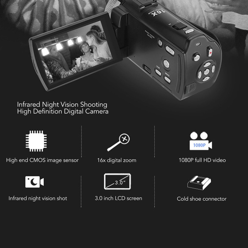 Video Camera Camcorder 30MP 1080P HD 3 Inch TFT LCD