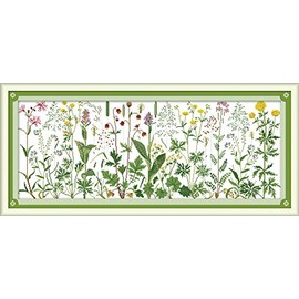Joy Sunday Cross Stitch Kit 14CT Engraved Embroidery Kit Precision Printed Needlework Meadow Flowers 85x36cm