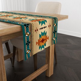 YCness Aztec Southwest Table Runner, Ethnic Style Design Geometric Triditional Kitchen Table Runners Table Setting Decor for Garden Farmhouse Wedding Party Holiday Dinner Home, 13x60 Inch