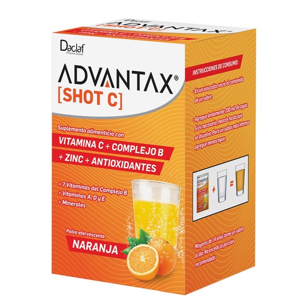 ADVANTAX Shot C, Vitaminas Complejo B Vitamina C Efervescente, Energa