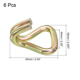 MECCANIXITY Ratchet Double J Strap Hook Load 6613 Lbs Zinc Color for 1.5" Tie Down Strap Webbing Car Truck Trailer Pack of 6