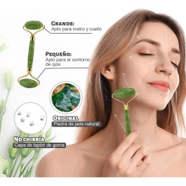 Rodillo Masaje Facial De Jade Gua Sha Rejuvenece Kit