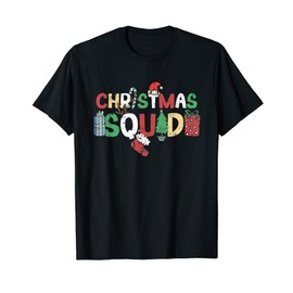 Christmas Squad Funny Xmas PJs Family Matching Pyjamas T-Shirt, black