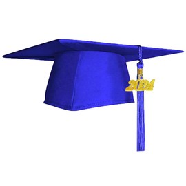 Vitosun 2024/2025 Adult's Matte Royal Blue Graduation Cap with Tassel Hats for Senior High School/College Graduates Photography