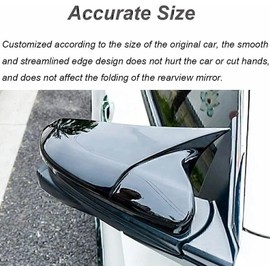 FUZIDDN Car Ox Horn Side Rearview Mirror Cover Bright Black