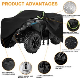 ATV Cover,Waterproof Outdoor Heavy Duty 4 Wheeler Covers,Tearproof Anti-UV 420D Polyester, Weatherproof Four Wheelers Quad Storage Cover,Fits for Polaris Honda Yamaha Kawasaki,86.5x50.5x49.5-Aibiley