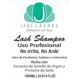 Lash Shampoo 1L Jane Lash Limpieza Extensiones Pestañas Mink Fórmula Hipoalergénica                                                                   