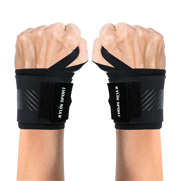 KYLIN SPORT Par de muñequeras ajustables para levantamiento de pesas para hombres y mujeres, soporte de muñeca para levantamiento de pesas para entrenamiento de fuerza de levantamiento de pesas