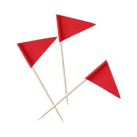 100 PcsMini Solid Red Toothpick Flags Small Plain Triangle, Cupcake Toppers Sticks Blank Flag Fruit Cheese Markers for Wedding Party Buffet Appetizers DIY Decoration