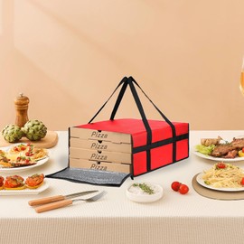 xocome Large Cooler Bag, Pizza Bag, Foldable Insulated Bag, Pizza, Pizza Delivery Bag, Thermal Picnic Bag, for Camping, Picnic, Delivery of Food, Red, red, Modernity