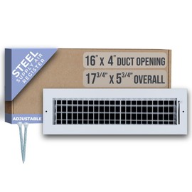 Fits 16x4 Duct Opening Steel Adjustable Air Supply Grille by Handua | Register Vent Cover Grill for Sidewall and Ceiling | White | Outer Dimensions: 17.75" X 5.75"