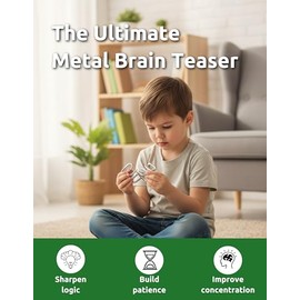 4-in-1 Classic Metal Puzzle Set by Sharp Brain Zone – Durable Brainteasers, Mechanical Logic Games, Brain Training Challenges, Travel Puzzles & Smart 