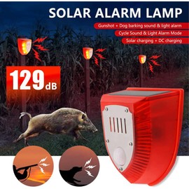 EONANT Solar Security Warning Light, 6 LED Motion Sensor Safety Alarm System, Strobe Warning, 129dB Loud Siren to Keep Animals Away from Family Camp Farm (4-Pack)