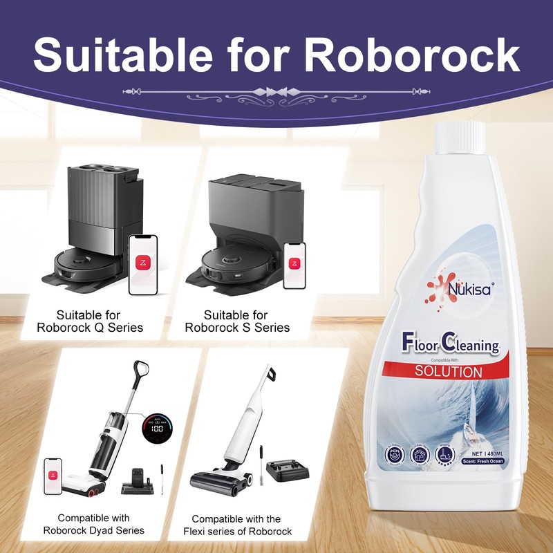 Nukisa Fresh Ocean Scent Floor Cleaning Solution Compatible With Roborock