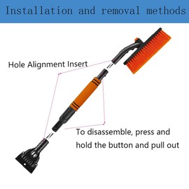 Gxlaihly Car Ice Scraper with Broom, 3-in-1 Removable Ice Scraper, Car Ice Scraper with Rotating Brush Head and Extendable Foam Handle, for Car, Truck and SUV (Orange Colour)