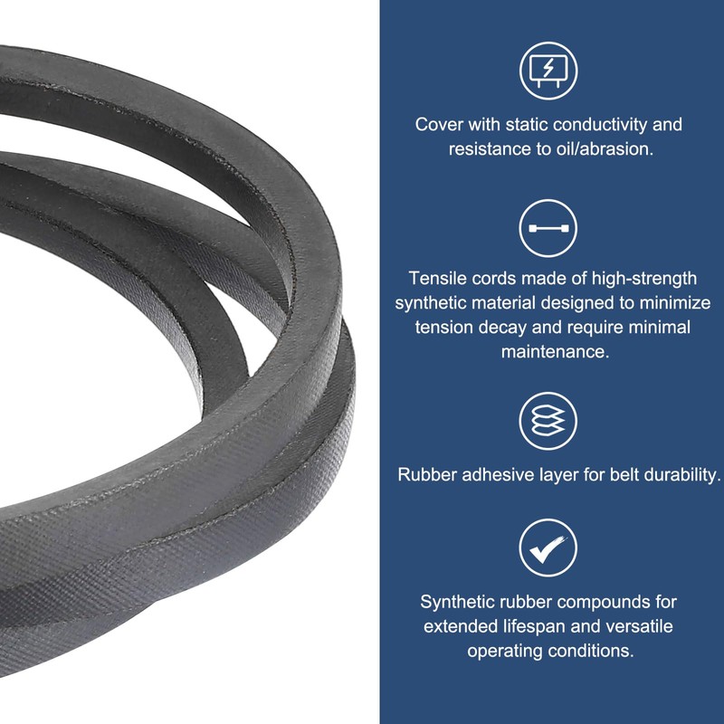 sourcing map 3 Pcs 3L470 Classic Wrapped Rubber V-Belt, 47"(1194mm)
