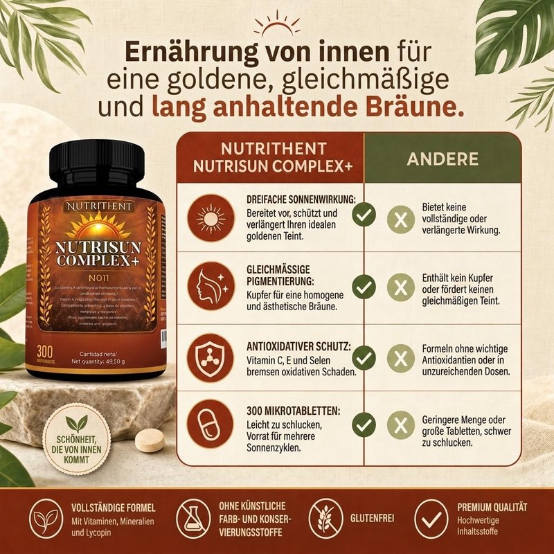 300 Tablets Tanning Capsules with Beta Carotene, Copper, Selenium, Lycopene,