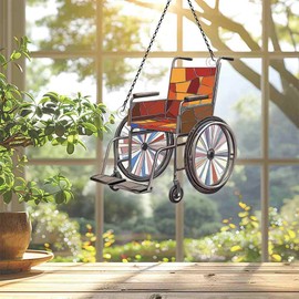 Wheelchair Ornaments Acrylic Window Hanging - Gifts for Wheelchair Lovers, Wheelchair Gifts for Women Men - Wheelchair Decor - Wheelchair Christmas Decorations