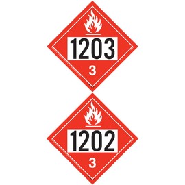 1203/1202 Placard, Class 3 Flammable Liquid 25 Pack, 10.75" x 10.75" Plastic for Temporary Applications, DOT Hazmat Compliant, J. J. Keller & Associates, Inc.