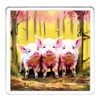 Pink Pig Coaster Set. 4 different Pig Pictures on 10cm
