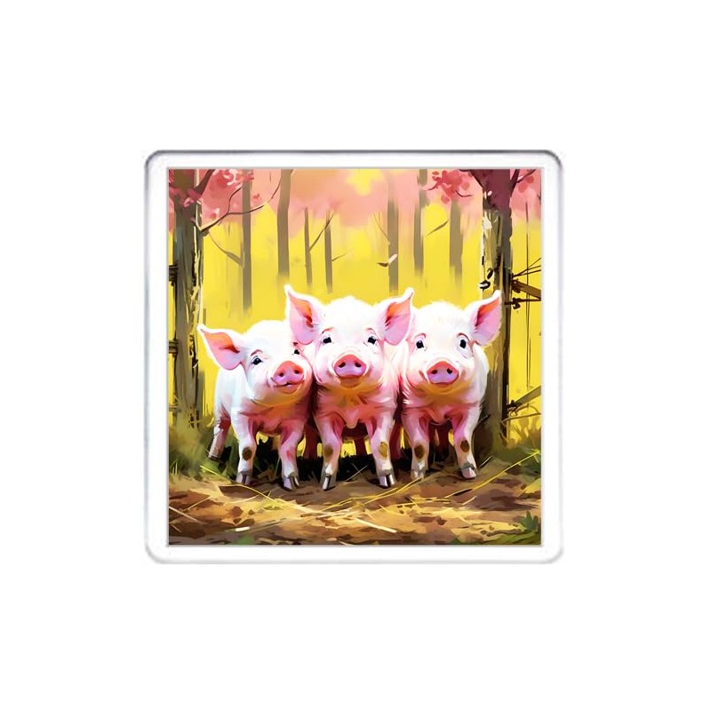 Pink Pig Coaster Set. 4 different Pig Pictures on 10cm