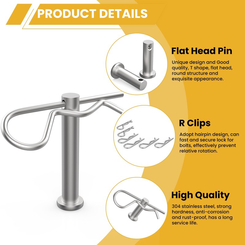 12Pcs M8 Clevis Pin and M3 X 60 R Shape