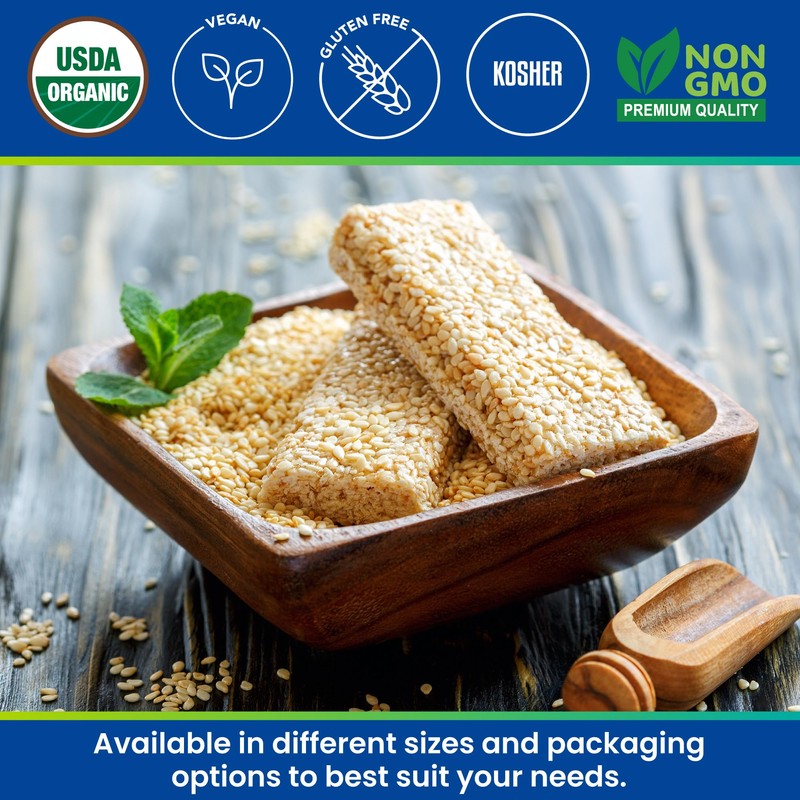 Organic Toasted Sesame Seeds (Unhulled) - Gluten-Free Topping for Asian