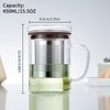 Glass Tea Cup with Infuser and Lid, 400ml Large Borosilicate