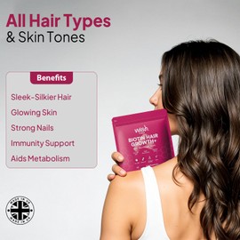 Wish Fusion Wish Fusion Biotin Hair Growth Supplement with Plant Collagen & Keratin, Reduce Hair Loss, Strengthen Roots, Boost Shine, Hair Skin & Nails Vitamins for Women & Men, 120 Vegan Capsules, UK Made