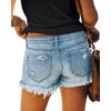cordat Women's Denim Jean Shorts Ripped Mid Waist Cut Off