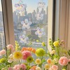 39pcs Rainbow Flower Window Decals to Prevent Bird Strikes, Anti-Collision