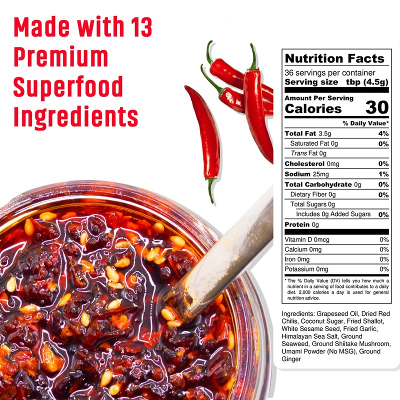 SAUCE UP 100% Natural Artisan Chili-Crisp 6oz-Premium 13 Ingredients, Vegan,