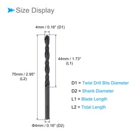 CoCud ツイス トドリルビット 4mm 切削直径 0.16" シャンク 高速度鋼黒オキサイドコーティングジョバービットセット 金属 木材 プラスチック用 2個入り