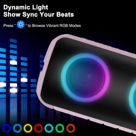 Bluetooth Speaker, 2026 NEW Portable Wireless Speaker, 24W Super Loud,TWS Pairing, Colorful RGB Lights, IPX7 Waterproof, 12H Playtime, HD Call for Outdoor/Home/Party/Beach, White Elephant Gift Pink