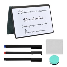 Whiteboard Small A5 A4, White Board with 3 Markers, Eraser and 1 Cloth, Double-Sided Writing, Memo Board, Wipe-Clean, Portable Dry Erase Board for Study, Meeting, Design, Notes (A5)