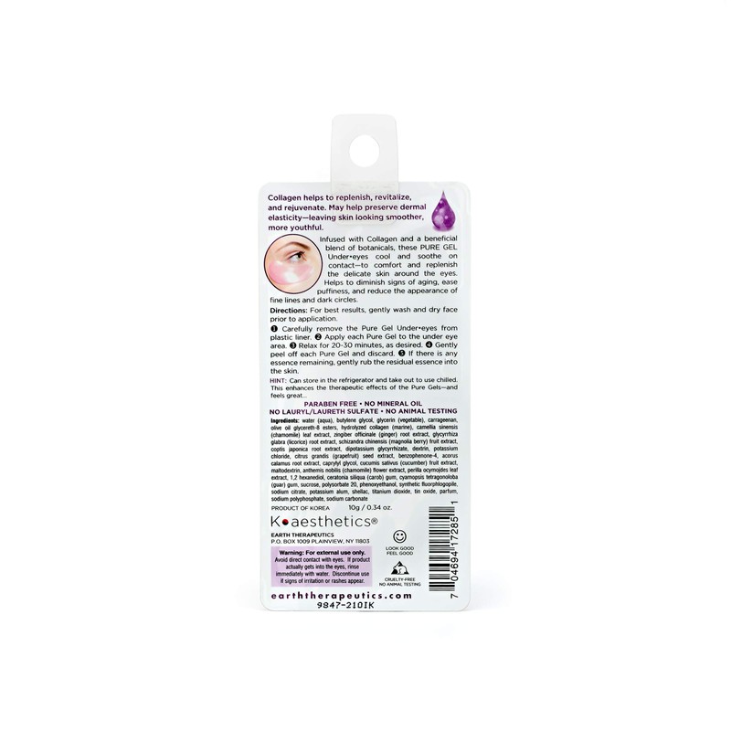 Earth Therapeutics Pure-Gel Under-Eyes – Collagen (2 Patches)